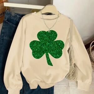 Green Clover Sweatshirt Women's St. Patrick's Day Green Sweatshirt  Medium